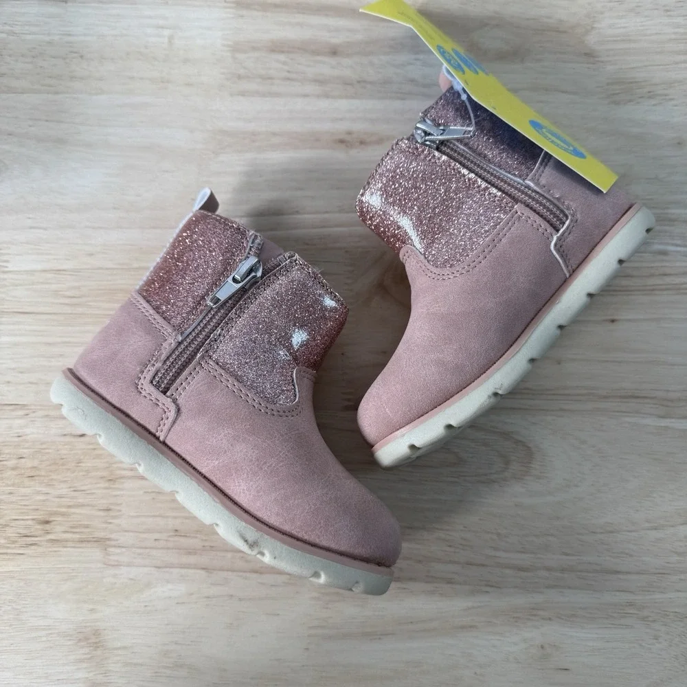 Munchkin by Stride Rite Little Girl's Size 6M Avalon Pink Glitter Side-Zip Boots
